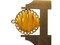 32mm Yellow Imitation Leather Wrapped Flat Round Golden Alloy Pendant